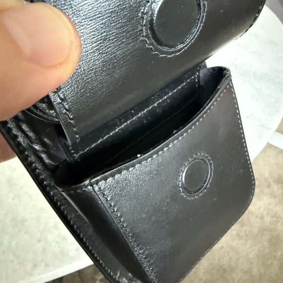 VERSACE 1013558 Black Calf Leather Phone Pouch Bag with lanyard ($1150 retail) - Picture 7 of 15